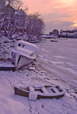 Woods Hole Boats Snow